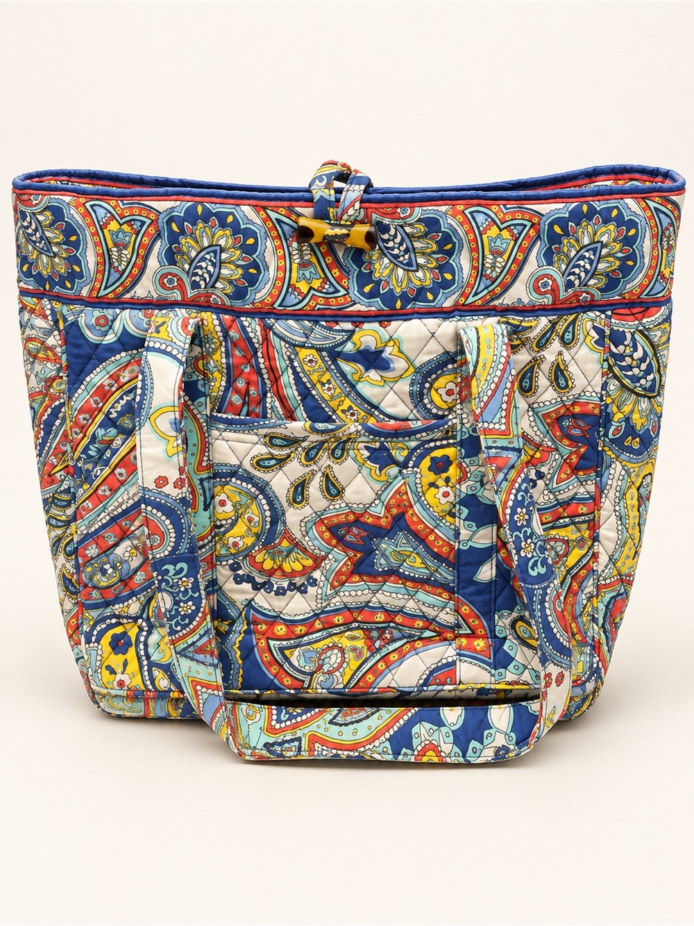 Vera Bradley Quilted Paisley Tote in Blue, Yellow & Red Multi